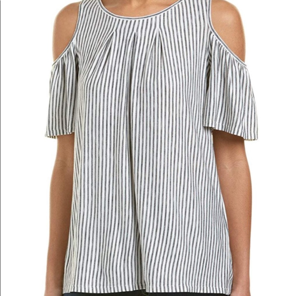 Cold shoulder stripe jersey top